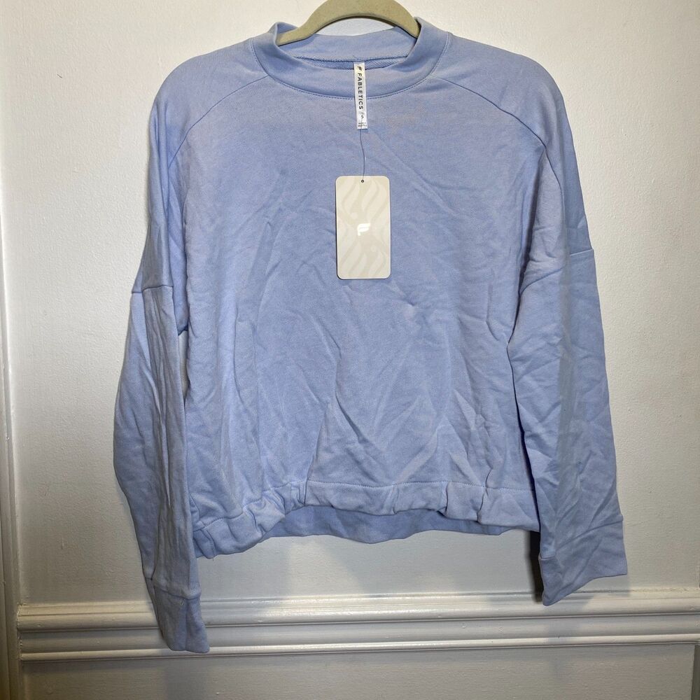 Athleisure Fabletics Selena Terry High Low Pullover Blue French Terry NWT S